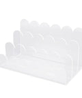 Clear 3 Slot Desktop Letter Holder With Wavy Design Acrylic Mail Tray showing side view