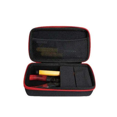 Heavy Duty Eva Waterproof Hard Shell Tool Tote Featuring Ample Organized Compartments with tools inside, showing red and yellow gadgets.