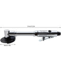 Three Inch Pneumatic Cut Off Tool With Six Replaceable Blades 18000 RPM High Speed Cutter shown with dimensions, chrome plated