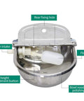 Built Tough Automatic Water Trough For Dogs And Livestock Featuring Rust Proof 304 Stainless Steel Bowl, float valve, and water intake.