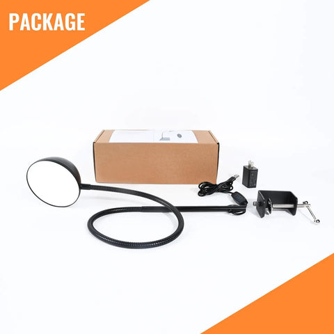 Gooseneck Clip Desk Lamp With Clamp, 10W 1100 Lumens, packaging with USB adapter and clamp, 31 Inch Flexible Arm, 3 Color Modes