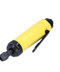 Compact Mini Air Angle Die Grinder 22000 RPM Pneumatic Power Tool with yellow handle and black fittings for precision use.