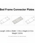 Diagram of 3 Inch L Shaped Metal Bed Connector Plates With Screws Corner Brackets For Frame Support Heavy Duty Steel 4 Pack