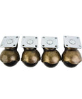 Four Pack Of 1.5 Inch Gold Ball Caster Wheels For Sofas And Ottomans Featuring Smooth 360 Degree Swivel Casters, close-up view.