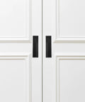 2 Pack Invisible Embedded Alloy Wardrobe Pull Handles Matte Black Recessed Cabinet Push Pull For Home Use on white doors