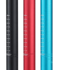 Color options of Dope Universal Mountain Bike Seat Post 27.2mm 30.9mm 31.6mm 400mm Long Aluminum 6061 T6 Seatpost visible in black, red, blue.