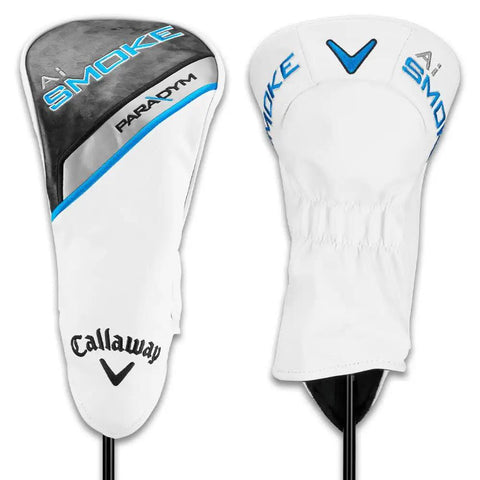 Paradym Ai Smoke Max Driver Right Hand 9 Degree Loft Stiff Flex headcover with white and black design for protection.