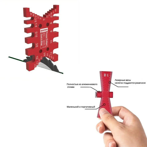 Hella Precise Woodworking Dovetail Jig Crafted From Durable Aluminum Alloy Marking Template featuring integrated tenon caliper in red.