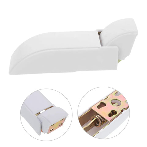 Heavy Duty Alloy Chest Freezer Door Hinge Shaft Replacement For Refrigerator Accessory Keeps Cold Retention And Prevents Leaks With Extreme Low Temp Flexibility, white color, detailed view of hinge mechanism.