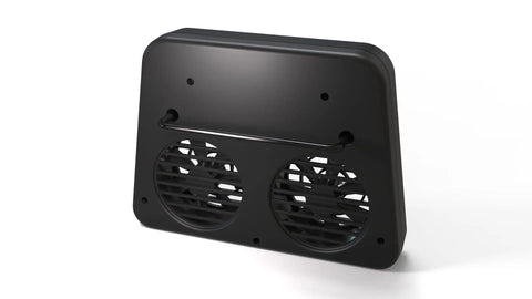 Back view of Vortex Kennel And Crate Fan With Dual Speed Operation 120V Or Rechargeable Battery Quiet Ventilation For Pets Easy Attachment