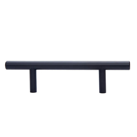 Euro Bar Cabinet Handle 3/8 Inch Diameter, 5.38 Inch Length, Flat Black Finish with 3 Inch Hole Center, 10 Pack Detail View