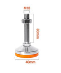 Solid As A Rock Adjustable Rubber Floor Leveling Feet Featuring Thick Carbon Steel Base and Threaded Lift Mechanism for Quick Wobble Free Support of Heavy Machinery and Gear Racks on Rough Floors, M10, 80mm height.