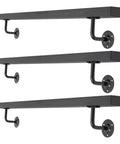 Wall Mounted Stair Handrail Crafted From Premium Stainless Steel Featuring A Sleek Black Square Profile Built Like A Tank For Indoor Spaces Loaded With Rock Solid Grip And Holds Down Weighty Loads Up To Two Hundred Pounds Safely, showing three black steel handrails.