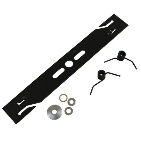 Power Rake De Thatch Blade Two And One Quarter Inch Width Universal Fit For Most Mowers Loosens And Removes Dead Grass Helps New Seed Root And Grow Kit Includes ID Washers In Three Eighths Inch Seven Sixteenths Inch And Five Eighths Inch with components shown