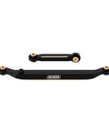 Black Brass Steering Links 14G Upgrade For 1/24 Scale RC Axial SCX24, CNC Machined, Heavyweight Performance, Built To Boost Stability, Easy Direct Replacement, Durable Steering Upgrade For Tough Trails And Precise Handling. front view of two black brass RC steering links