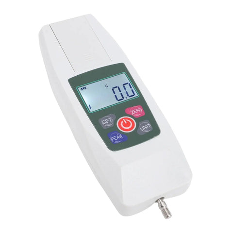 Digital Push Pull Force Meter 5N Portable Handheld Gauge With Backlit LCD Auto Power Off Six Test Heads For Lab Workshop On The Go Measurement And Quality Control, white ABS body
