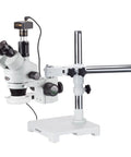 Digital Pro Trinocular Stereo Zoom Microscope With Boom Stand, Long Working Distance, 5MP USB 2.0 Camera, Clear Live View For Circuit Boards, Dental Appliances, And Other Large Items Inspections, white metal stand