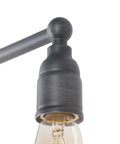 Close-up of Dope Industrial Water Pipe Vanity Light 4 Head Wall Lamp Dark Silver Finish featuring bulb socket detail