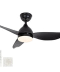 Modern Dimmable Led Ceiling Fan With Remote And App Control Smooth Dc Motor with black blades and light for bedroom or living room.