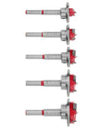 5pc tungsten carbide wood drill bit set, adjustable 15–35mm, red-tipped auger bits