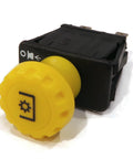 Yellow 12V DC Push Button Rotary Actuator Switch With 2 Position Normally Open 2 Way Flush Mount IP54 Protection ETL CE