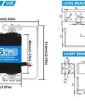 Dual Axis Waterproof 35Kg Servo For Robot Arm RDS3235 High Torque Full Metal Gears With U Mounting Bracket dimensions diagram