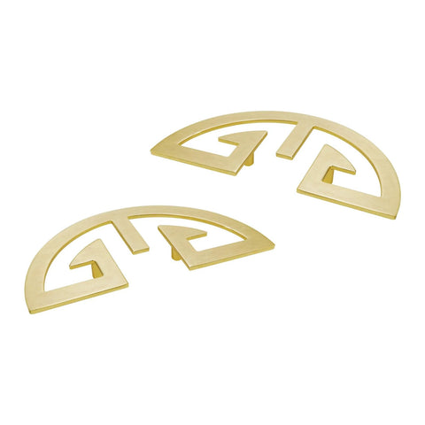 Antique Semi Circular Cabinet Pulls 2 Pack Gold Tone Large Knobs With Traditional Auspicious Pattern