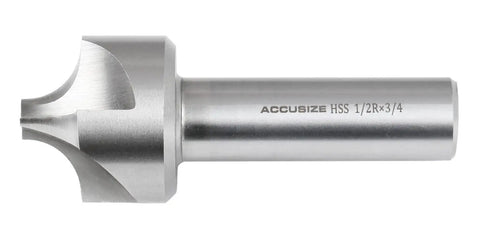 HSS Corner Rounding End Mill Pro Grade One Half Inch Radius Right Hand Cut Three Quarter Inch Shank One And One Half Inch Cutter Diameter Three Seven Eighths Inch Overall Length Built For Milling Rounded Corners