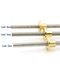 One Piece 304 Stainless Steel T12 Lead Screw 500mm With Brass Nut Trapezoidal Spindle Pitch 3mm Lead 3mm