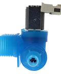 Washer Water Valve Replacement For Whirlpool With Two Coils Hot And Cold Three Eighth Inch Outlet, blue valve side view