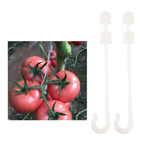 Garden Plant Support Clip And Vine Pull Hook Trellis Fastener For Cherry Tomatoes And Vegetable Vines Keeps Fruit Stems Steady To Prevent Breakage In Wind And Heavy Fruit Weight Ideal DIY Garden Maintenance Gear, white plastic hook
