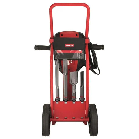 Front view of Beast Demolition Breaker Performance Package TE 3000 AVR with Brushless Motor on red wheeled cart.