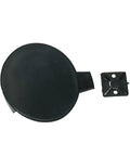 Straight Plug Front Tow Hook Trailer Towing Cover Cap For Tesla Model 3 2017 Through 2019, solid black composite with mounting tab.