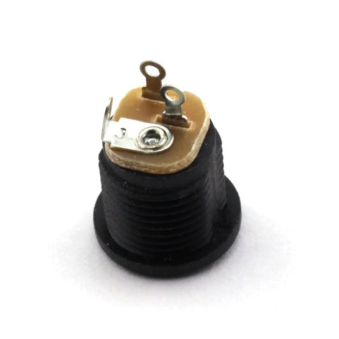 Professional Grade 10 Pack 5.5Mm X 2.1Mm 3 Pin Female DC Power Jack Panel Mount Screw Nut Kit showing detailed metal contacts.