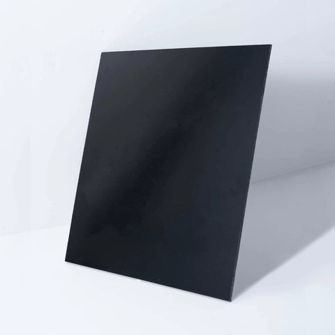 Black Phenolic Sheets Pack Of Three 12x12 Inch Panels 1/8 Inch Thick Laminated Resin Plate Board shown standing upright