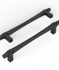 Matte Black Cabinet Pulls 5 Inch 128mm Hole Center 10 Pack Drawer Handles For Kitchen Cabinets And Bathroom Vanity Doors Hardware With Durable Construction And Easy Installation ZH0074, two pulls close-up view, modern design.