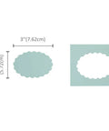 Image showing 3 Inch Scalloped Ellipse shape from a craft punch, ideal for paper crafting and scrapbooking. Dimensions are included.