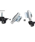 Heavy Duty 1.5 Inch Swivel Caster Gate Wheel Flat Free Polyurethane Roller With Retractable Spring Shock Absorber parts assembly image.