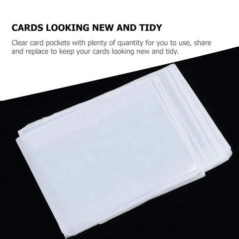 Self Adhesive PVC Card Sleeves With Label Pouches For Easy Classification And Fingerprint Protection Built To Handle Heavy Duty Workload For Warehouse Workhorse Shipping Boxes And Card Organization, transparent PVC sleeves stacked