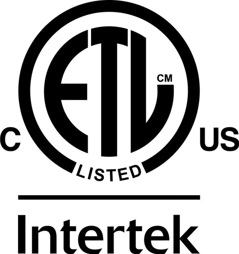 ETL Listed Intertek logo indicating safety certification for products sold in the US.