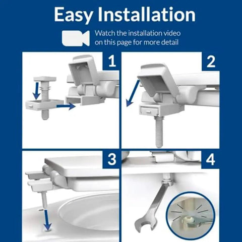 Installation steps for Alesio II Slow Close Toilet Seat With Easy Clean Hinges And Adjustable Front To Back Fit Made In USA Elongated Biscuit Wood Seat