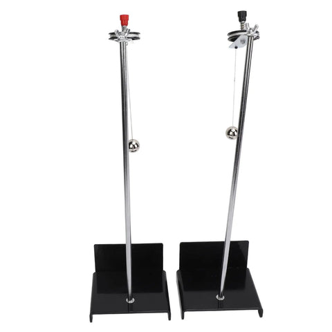 Metal Pendulum Ball Demonstration Kit For Mechanics Lab Hands On Physics Experiments With Clear Dial And Stable Base 2 Piece Classroom Teaching Aid For Hands On Learning showing two metal stands with pendulum balls.