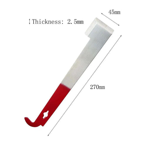 Beekeeping Hive Tool J Hook Frame Lifter And Scraper Pro Grade Durable 304 Stainless Steel Red Painted Pry Bar, 270mm length