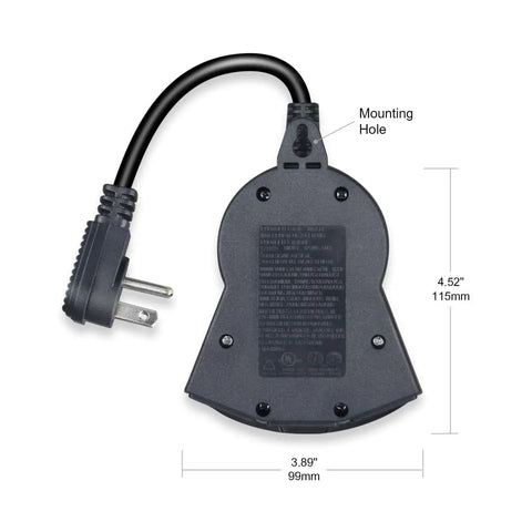 Top Tier Outdoor Light Timer Featuring 24 Hour Programmable Countdown And Photocell Dusk To Dawn Sensor, outlet and cord with mounting hole.