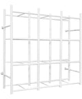 Heavy Duty Wall Mount Steel Shelving Rack With 12 Tote Bin Slots For Garage Storage, white frame, 69 inches wide, no bins included.