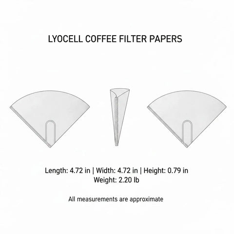 Square Lyocell Pour Over Coffee Filters 50 Pack Disposable Cone Dripper Papers crafted for silky smooth extraction, size 4.72 inches each.