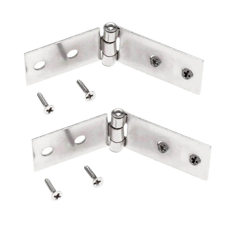 Vertical Door Hinges Set Two Pieces With Eight Screws Silver Iron Alloy Right Angle 74x20mm Four Hole Cabinet