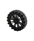 Single black plastic wheel from Dope Plastic Toy Car Wheel Set With 2mm Dia Shafts 40 Pack 30mm Wheels And 100mm Rod Axles For RC Cars