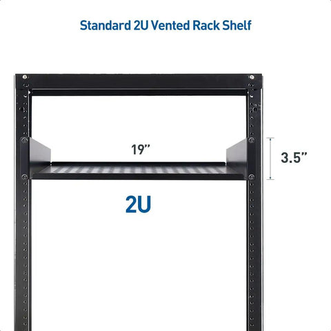 Beefy 2U Server Rack Shelf Built Tough Fits Standard 19 Inch Racks With A Rock Solid 55 Lb Rating And Long 15 Inch Deck For Parking Networking Gear In Matte Black