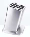 Six Slot Stainless Steel Knife Holder Rack With Anti Skid Pad and Tilt Style Design, image showing sturdy storage for kitchen or camping.